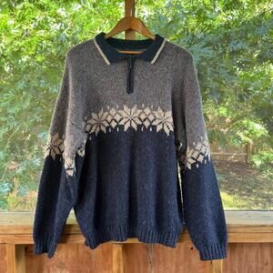 Etchings Ic Men's Vintage Blue And Grey Fair Isle Sweater Size L